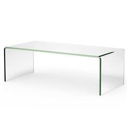 HW66289CL 42 x 19.7 in. Tempered Glass Coffee Table with Rounded Edges, Clear
