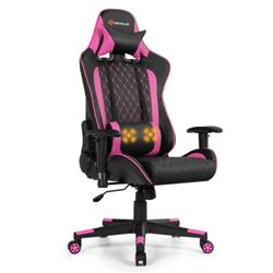 Picture of Total Tactic HW66290PI Massage Gaming Chair with Lumbar Support & Headrest&#44; Pink