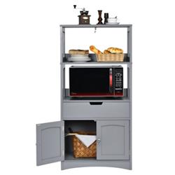 HW66295GR Bathroom Storage Cabinet with Drawer & Shelf Floor Cabinet, Gray
