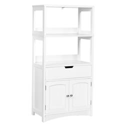 HW66295WH Bathroom Storage Cabinet with Drawer & Shelf Floor Cabinet, White