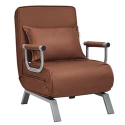 HW66326CF 11 x 23.5 x 73.5 in. Folding 5 Position Convertible Sleeper Bed Armchair Lounge Couch with Pillow-Coffee, Multi Color -  Total Tactic
