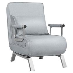 HW66326QH 33 x 31 x 23.5 in. Folding 5 Position Convertible Sleeper Bed Armchair Lounge Couch with Pillow, Light Gray -  Total Tactic