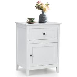HW66339WH 2-Tier Accent Table with Spacious Tabletop, White