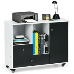 HW66455BK Lateral Mobile Filing Cabinet with 2 Drawer, Black