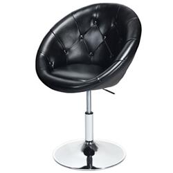 Picture of Total Tactic HW66471BK Modern Adjustable Swivel Round PU Leather Chair&#44; Black