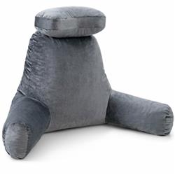 Picture of Total Tactic HW66487GR Reading Pillow TV Bed Rest Memory Foam with Arms Rests Neck Roll Back Support, Gray
