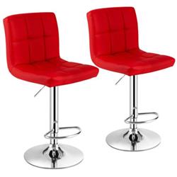 Picture of Total Tactic HW66492RE-2 Square Swivel Adjustable PU Leather Bar Stool with Back & Foodrest&#44; Red - Set of 2