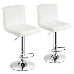 Picture of Total Tactic HW66492WH-2 Square Swivel Adjustable PU Leather Bar Stool with Back & Foodrest&#44; White - Set of 2