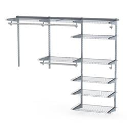 HW66515GR Adjustable Closet Organizer Kit with Shelves & Hanging Rods for 4 to 6 ft., Gray -  Total Tactic