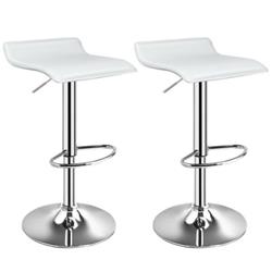 Picture of Total Tactic HW66518WH Adjustable PU Leather Backless Bar Stool, White - Set of 2
