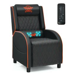 Picture of Total Tactic HW66535OR Massage Gaming Recliner Chair with Headrest & Adjustable Backrest for Home Theater&#44; Orange