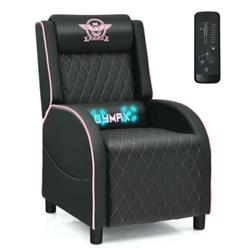 Picture of Total Tactic HW66535PI Massage Gaming Recliner Chair with Headrest & Adjustable Backrest for Home Theater&#44; Pink