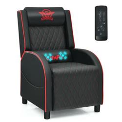 Picture of Total Tactic HW66535RE Massage Gaming Recliner Chair with Headrest & Adjustable Backrest for Home Theater&#44; Red