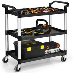 HW66552 490 lbs 3-Shelf Utility Service Cart Aluminum Frame with Casters -  Total Tactic