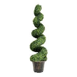 HW66555 4 ft. Artificial Boxwood Spiral Green Leaves Tree