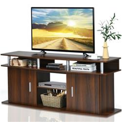 HW66558CF 63 in. TV Entertainment Console Center with 2 Cabinets, Walnut