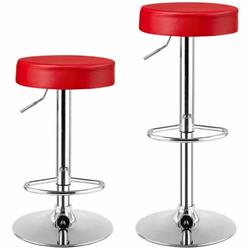 Picture of Total Tactic HW66622RE-2 Adjustable Swivel Round Bar Stool Pub Chair, Red - Set of 2