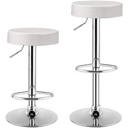 Picture of Total Tactic HW66622WH-2 Adjustable Round PU Leather Swivel Barstool with Chrome Foodrest, White - Set of 2