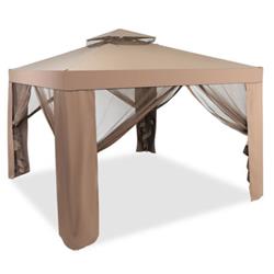 OP3907CF Canopy & Garden Structures Gazebo with Netting for Outdoors, Brown