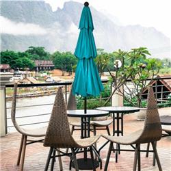 10 ft. Turquoise 3-Tier Patio Umbrella - Double Vented Aluminum Sunshade