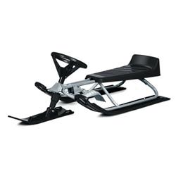 OP70074GR Kids Snow Sled with Steering Wheel & Double Brakes Pull Rope, Black