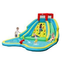 OP70081 Double Side Inflatable Water Slide Park with Climbing Wall for Outdoor without Blower