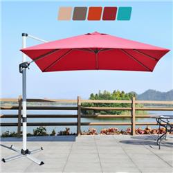 OP70233BUG 10 ft. 360 deg Tilt Aluminum Square Patio Offset Cantilever Umbrella without Weight Base, Dark Red -  Total Tactic