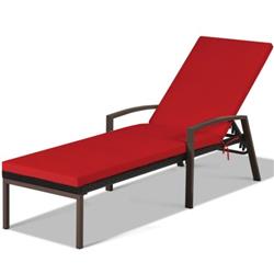 OP70261RE Patio Rattan Lounge Chaise Recliner with Back Adjustable Cushioned