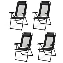 Picture of Total Tactic OP70270BK-4 Patio Garden Adjustable Reclining Folding Chair with Headrest, Black - 4 Piece