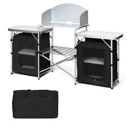 OP70292BK Folding Camping Table with Storage Organizer, Black