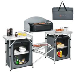 OP70292GR Folding Camping Table with Storage Organizer, Gray