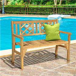 OP70303 Patio Foldable Bench with Curved Backrest & Armrest