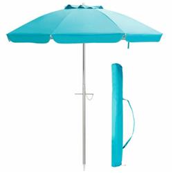 OP70314BL 6.5 ft. Beach Umbrella with Sun Shade & Carry Bag without Weight Base, Blue