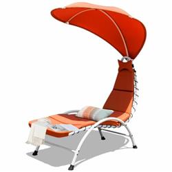 OP70334OR Patio Hanging Swing Hammock Chaise Lounger Chair with Canopy-Orange