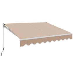 OP70368BE 10 x 8 ft. Retractable Shade Patio Awning with Crank Handle, Beige