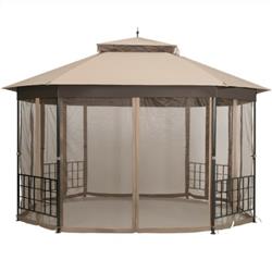 OP70383CF 10 x 12 in. Octagonal Patio Gazebo, Brown