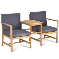 OP70387 3-in-1 Acacia Wood Loveseat with Separable Coffee Table