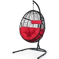 OP70424REPlus Hanging Cushioned Hammock Chair with Stand, Red