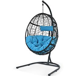 OP70424TUPlus Hanging Cushioned Hammock Chair with Stand, Blue
