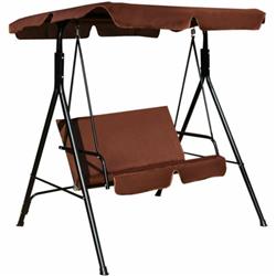 OP70493CF Loveseat Cushioned Patio Steel Frame Swing Glider, Brown