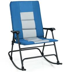 OP70500BL Foldable Rocking Padded Portable Camping Chair with Backrest & Armrest, Blue -  Total Tactic