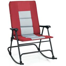OP70500RE Foldable Rocking Padded Portable Camping Chair with Backrest & Armrest, Red