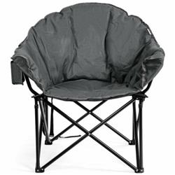 OP70502GR Folding Camping Moon Padded Chair with Carry Bag, Gray -  Total Tactic