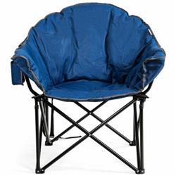 OP70502NY Folding Camping Moon Padded Chair with Carry Bag, Navy -  Total Tactic