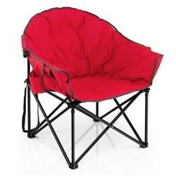 OP70502RE Folding Camping Moon Padded Chair with Carry Bag, Red -  Total Tactic