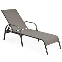 OP70508CF Adjustable Patio Chaise Folding Lounge Chair with Backrest, Brown