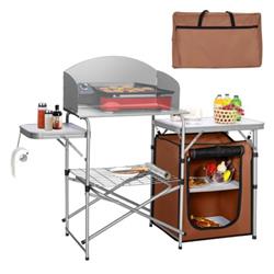 OP70542CF Foldable Outdoor BBQ Portable Grilling Table with Windscreen Bag