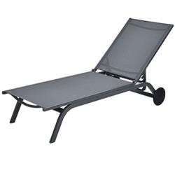 OP70591GR 6-Position Adjustable Fabric Outdoor Patio Recliner Chair, Gray