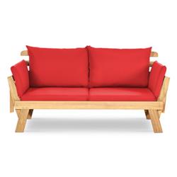 OP70607AREPlus Adjustable Patio Convertible Sofa with Thick Cushion, Red