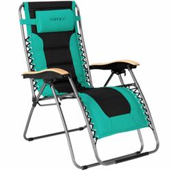 OP70687TU-1 Oversize Folding Adjustable Padded Zero Gravity Lounge Chair, Turquoise